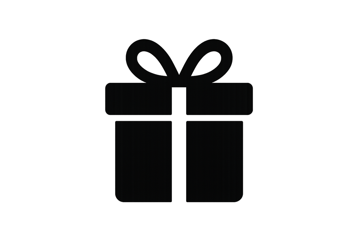 Genera un emoji de un regalo, (cómo los del celular) que sea un ícono, y todo negro.